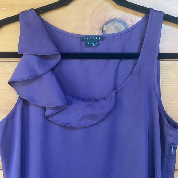 Theory Women's Purple Sleeveless Scoop Neck Ruffled Pullover Top Size Small - Picture 5 of 6